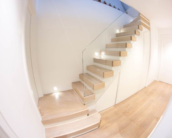 spiral stairs with glass balustrade